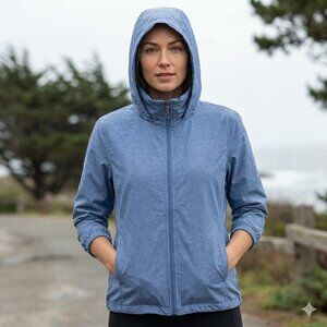 The North Face Women Blue 3/4 Sleeves Lightweight Hooded Windbreaker Jacket